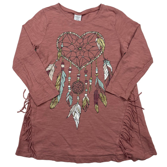 Rosa Lindex Kinderkleid mit Dreamcatcher-Print, Gr. 110 – front