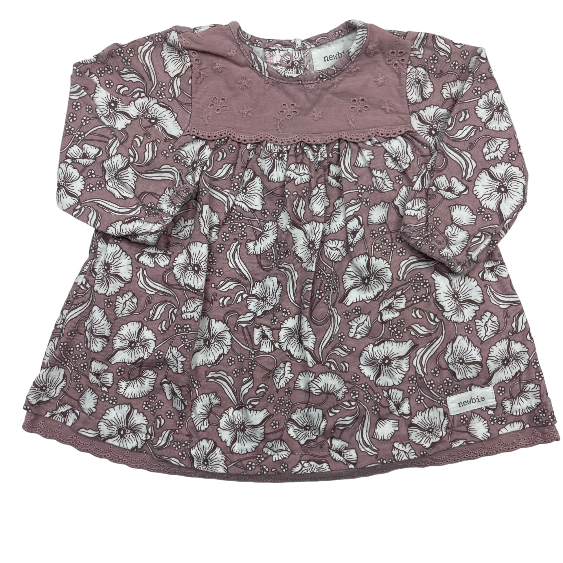 Rosa Newbie Kleid mit Blumenmuster, Größe 62 – front