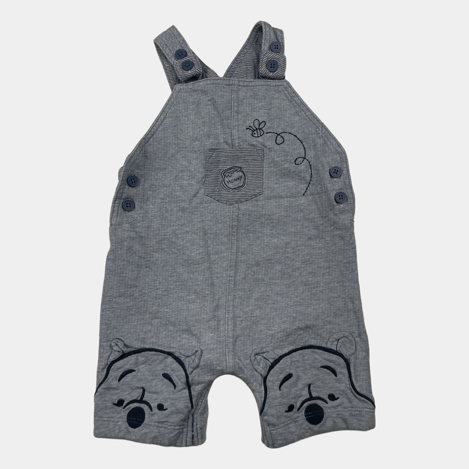 Grauer Overall mit Bärendesign und Taschen für Babys – front