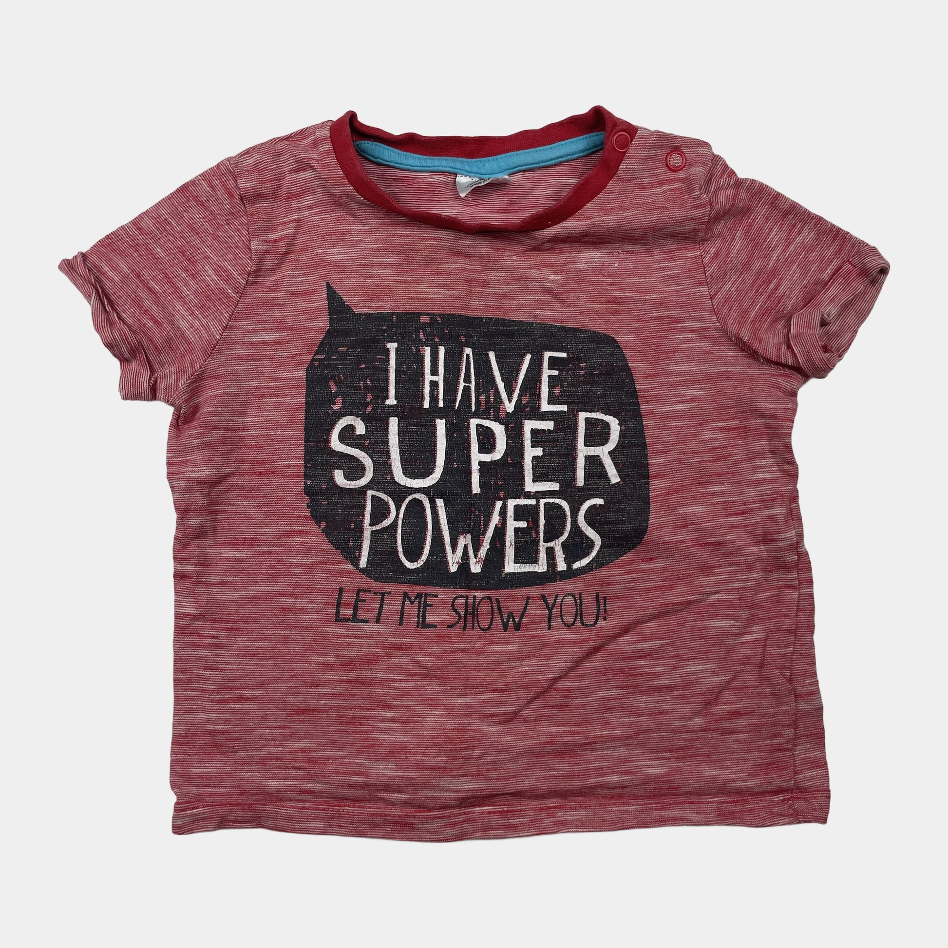 Rotes T-Shirt mit Superpower-Aufdruck für Kinder, Größe 18-24 Monate – front