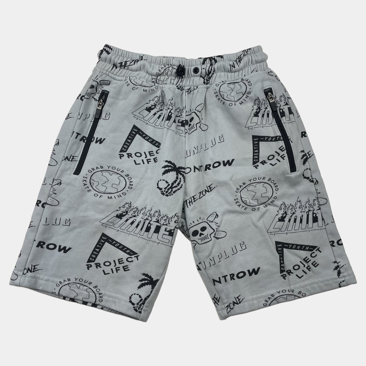 Graue Freizeithose mit Druck von Next für Kinder – front