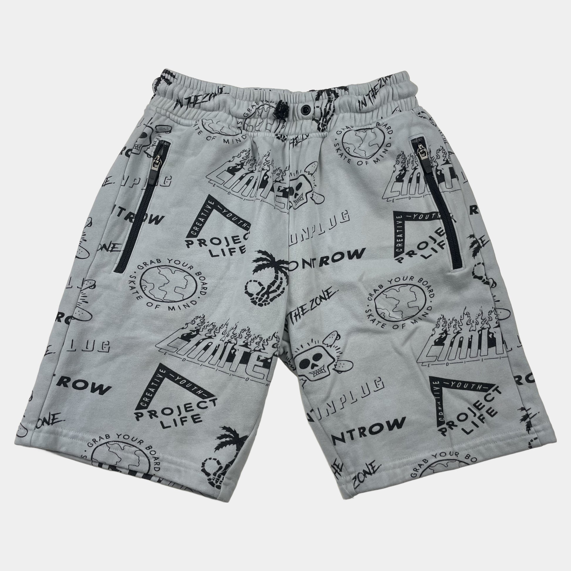 Graue Freizeithose mit Druck von Next für Kinder – front