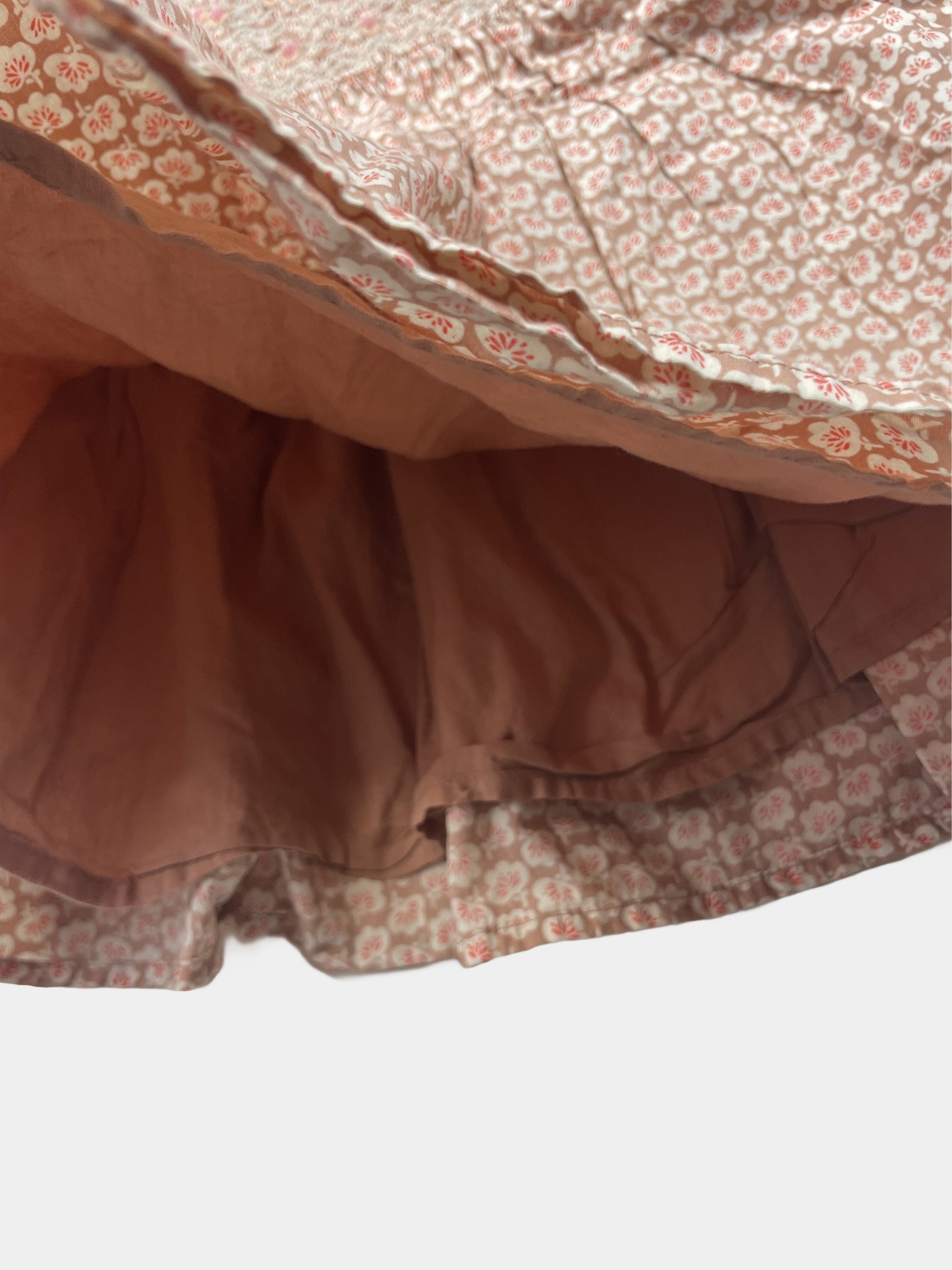 Rosa Baumwollkleid mit Blumenmuster und weißen Spitzendetails am Kragen, Größe 3-4 Jahre – inside