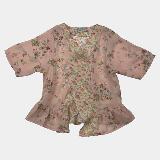 Rosa Polyestertunika mit Blumenmuster, Größe 104 für Kinder – front