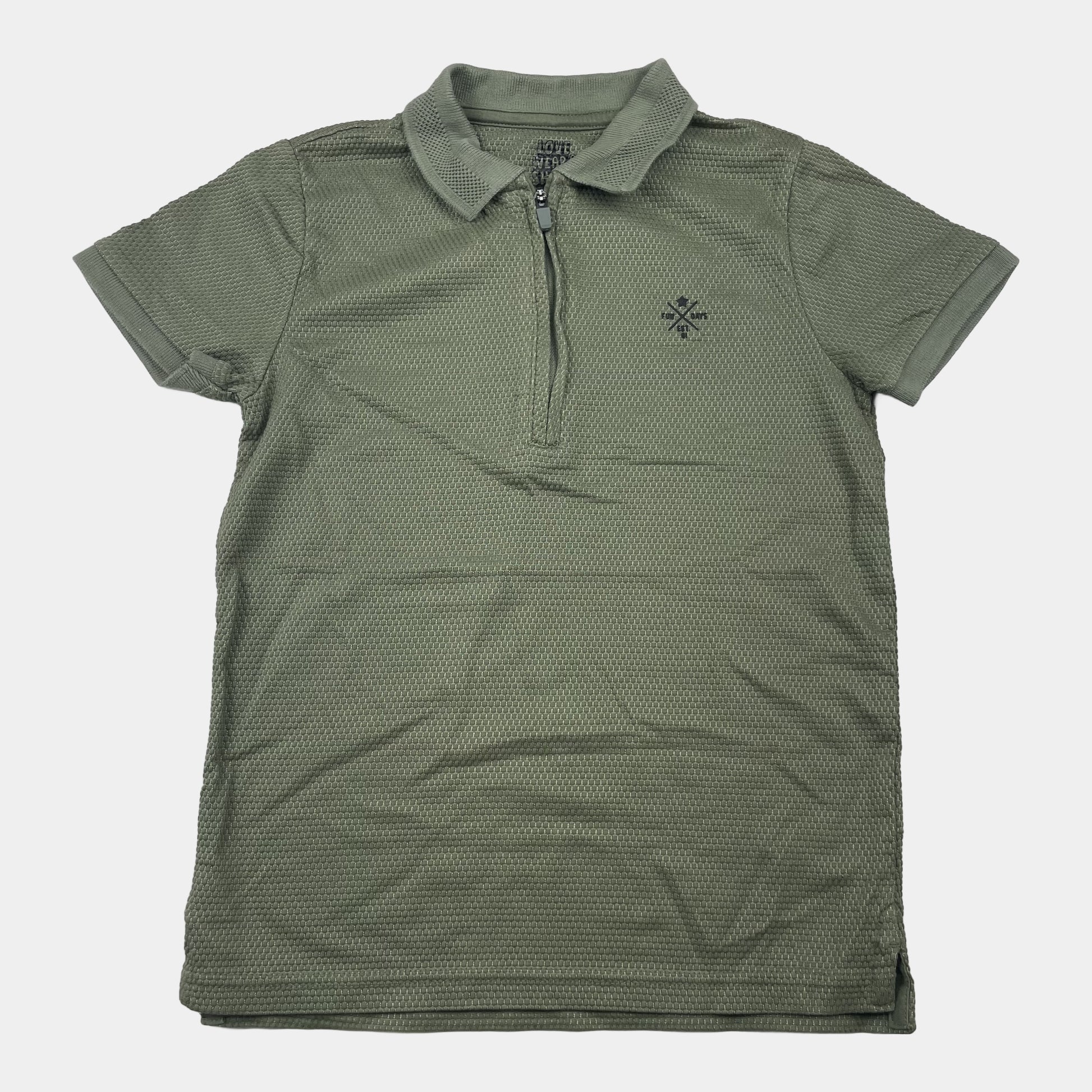 Olives Kinder-T-Shirt mit Kragen und Reißverschluss – front