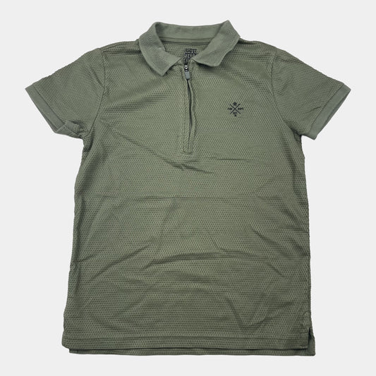 Olives Kinder-T-Shirt mit Kragen und Reißverschluss – front