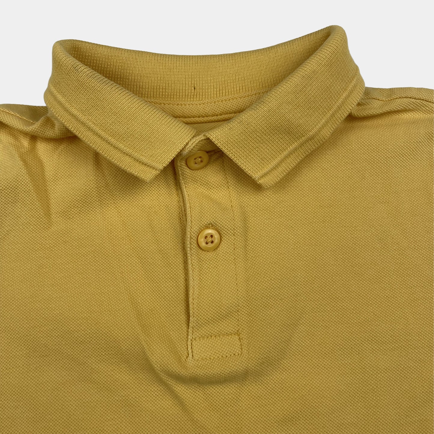 Gelbes Baumwoll-Polo-T-Shirt für Kinder mit klassischem Kragen – detail