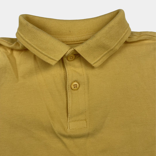 Gelbes Baumwoll-Polo-T-Shirt für Kinder mit klassischem Kragen – detail