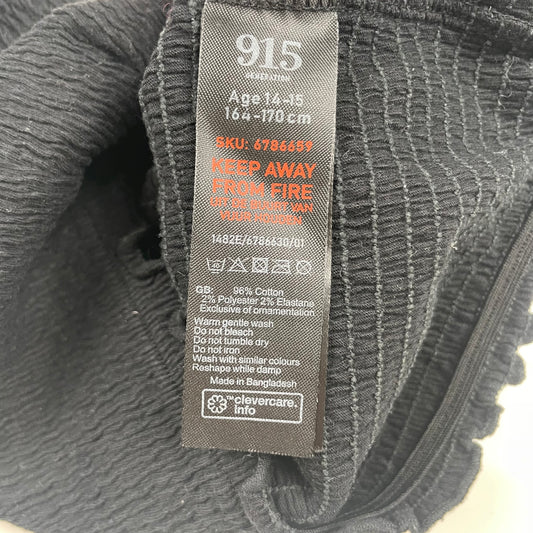 Schwarzes Baumwoll-Top mit elastischer Struktur für 14-15 Jahre – label
