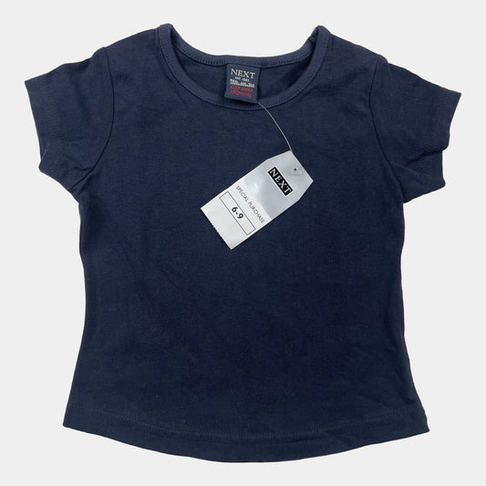 Blaues Baumwoll-T-Shirt mit kurzen Ärmeln, Größe 6-9 Monate. – front