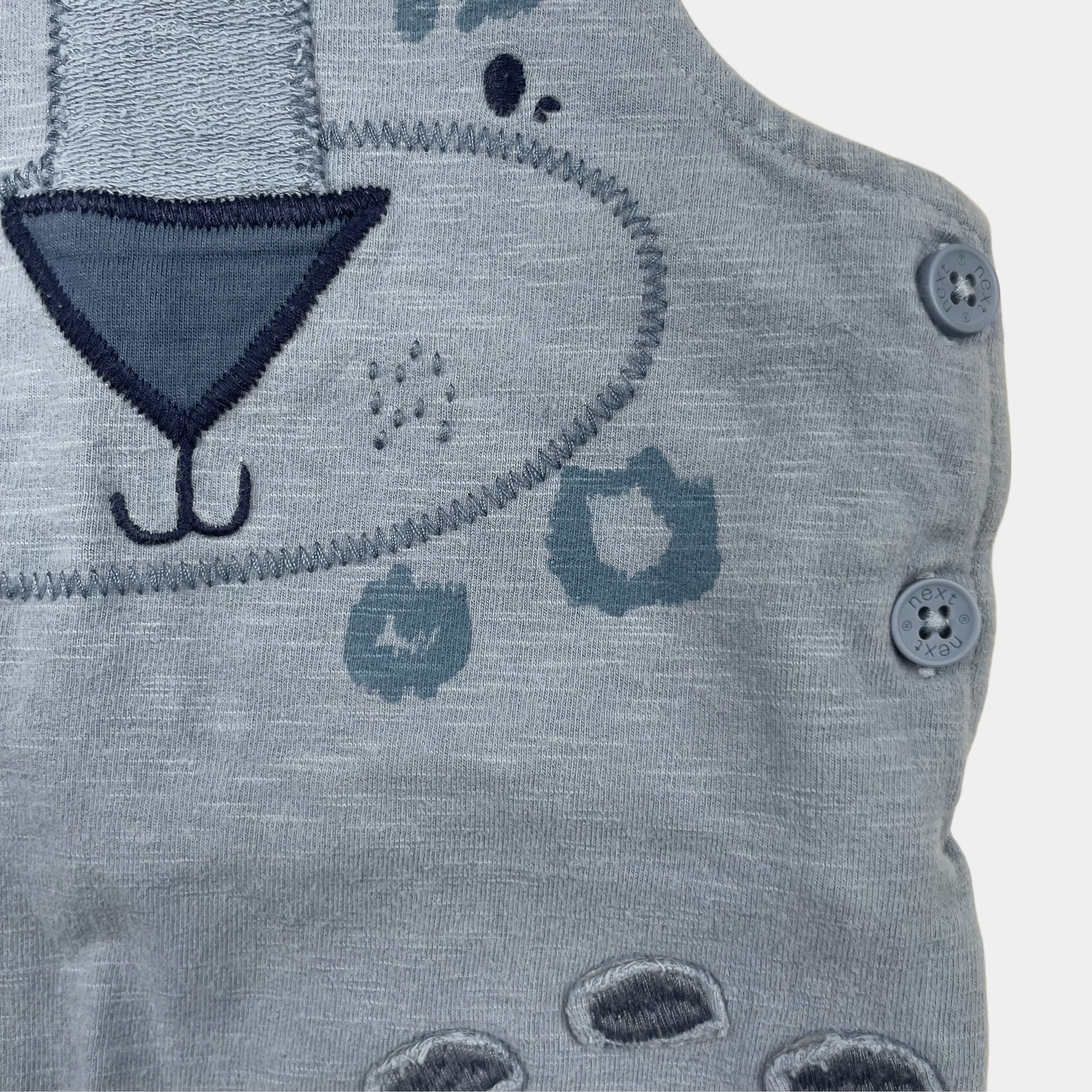 Blauer Overall aus Baumwolle mit Bärenmotiv für Babys – detail