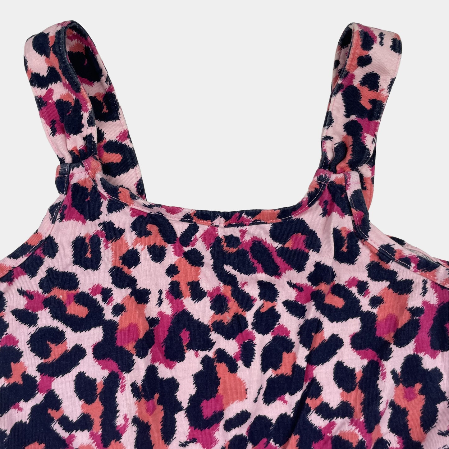 Rosa Baumwoll-Overall mit Leopardenmuster für Mädchen – detail
