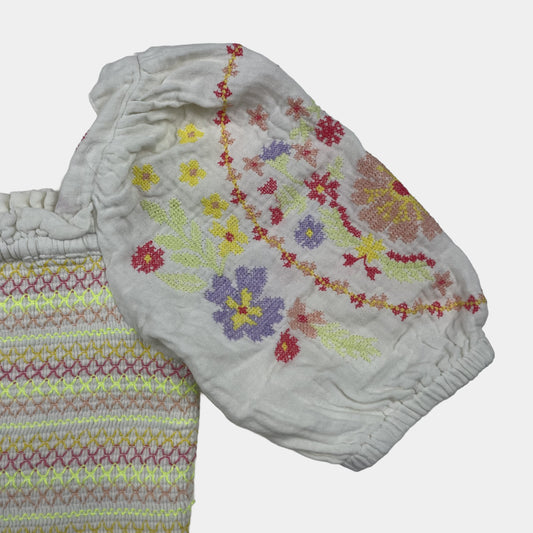 Mehrfarbige bestickte Kinderbluse mit Puffärmeln – sleeve