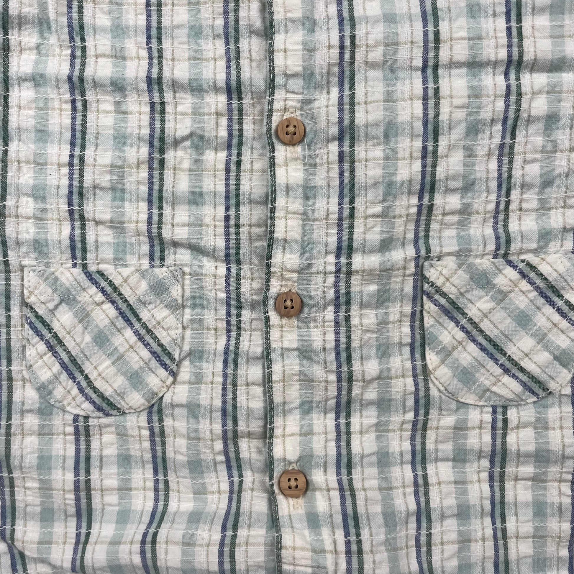Karierter hellblauer Sommer-Overall für Babys – pocket