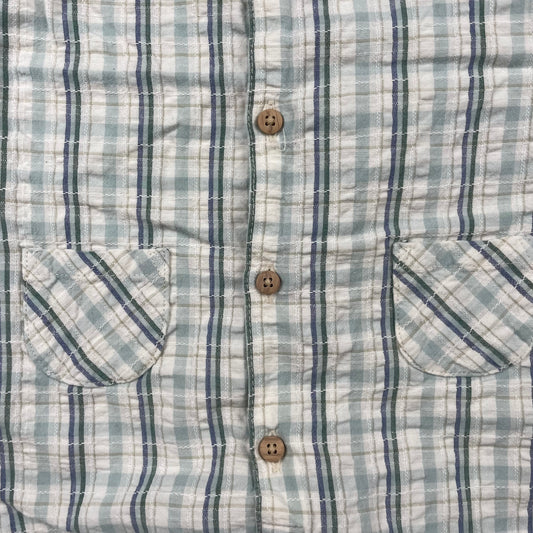 Karierter hellblauer Sommer-Overall für Babys – pocket