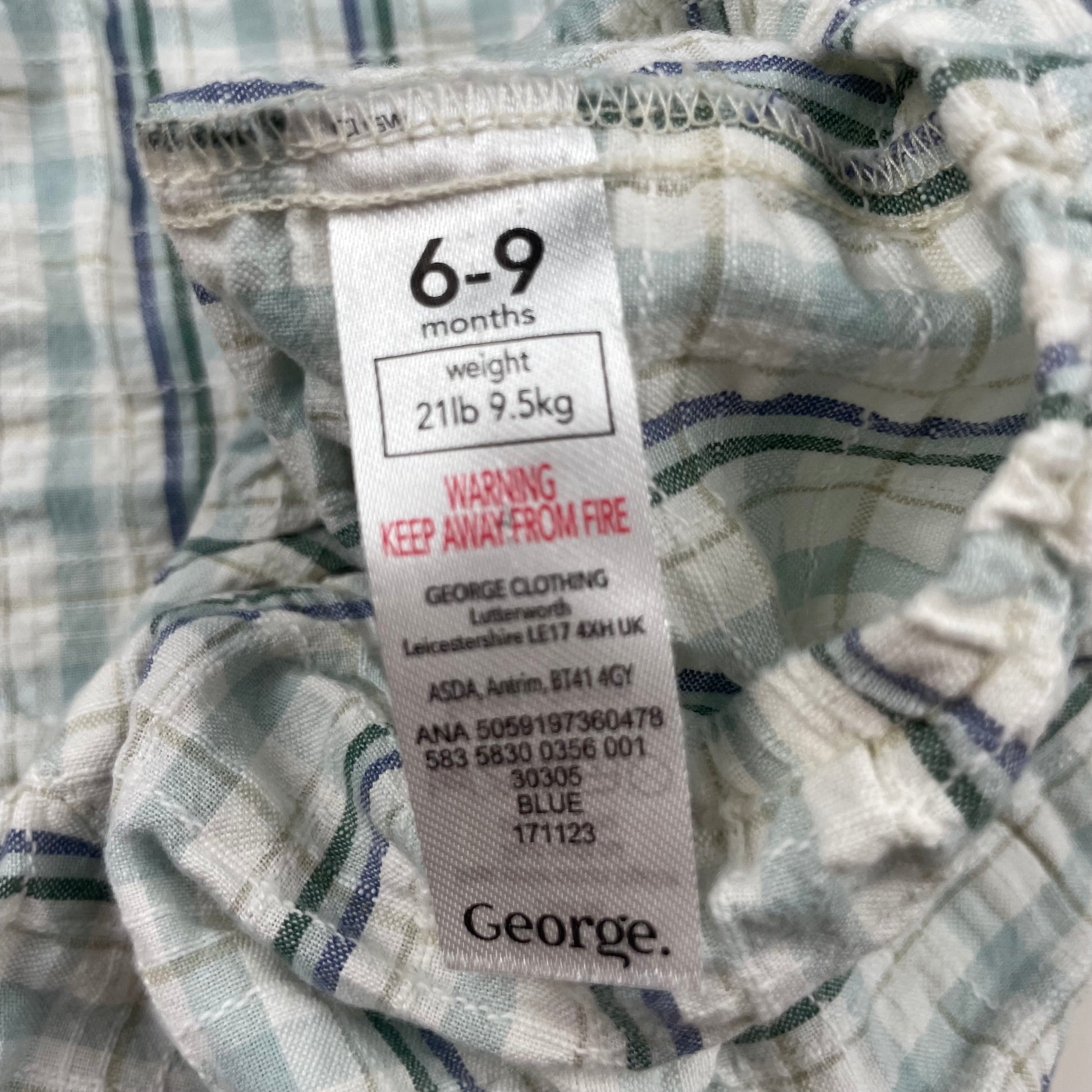Karierter hellblauer Sommer-Overall für Babys – label