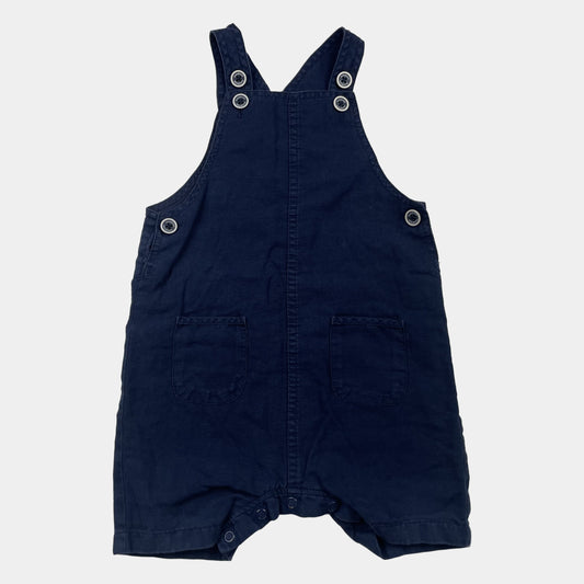 Dunkelblauer Leinen-Baumwoll-Overall für Kinder, 12-18 Monate, Marke M&S – front
