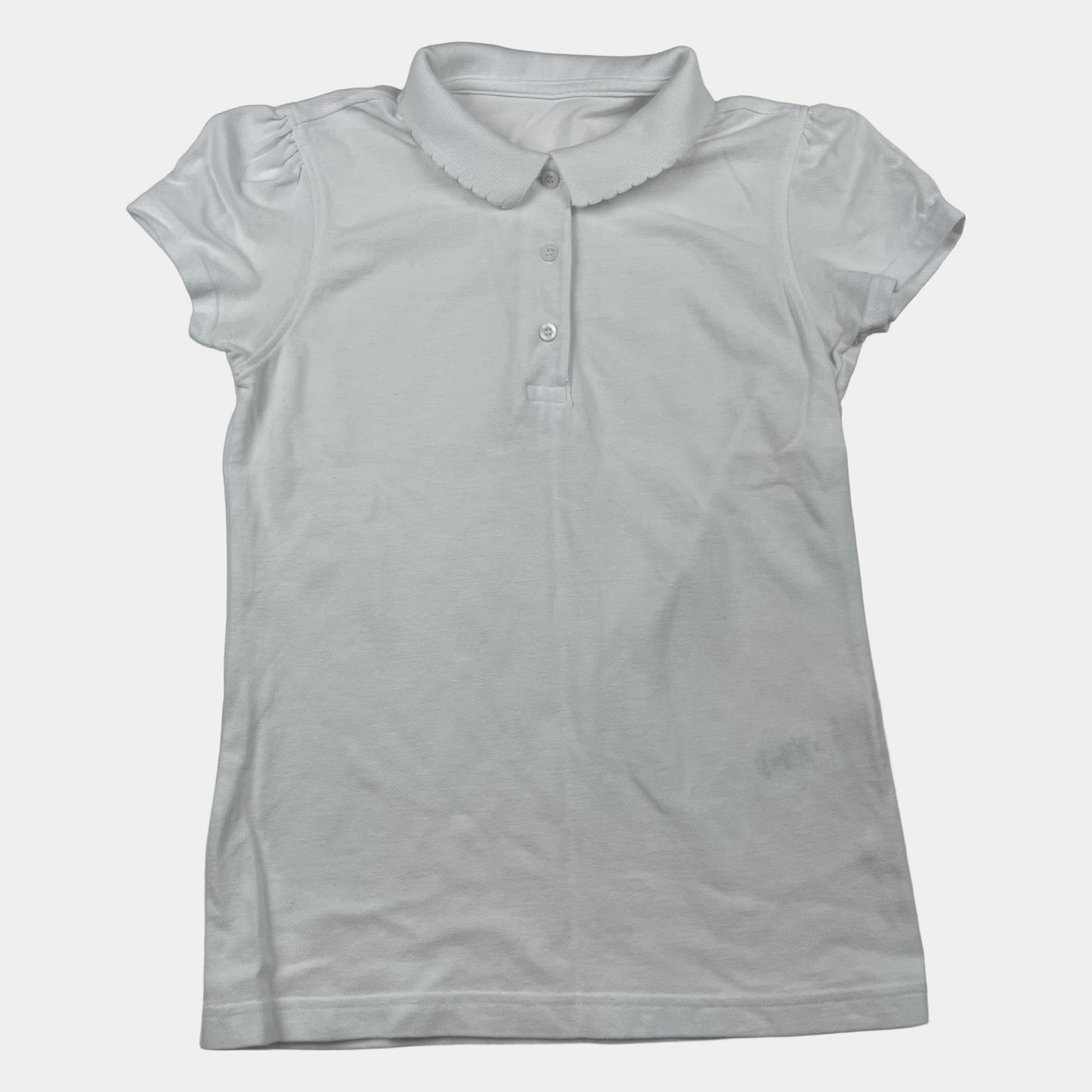 Weiße Bluse mit Kragen und kurzen Ärmeln – front