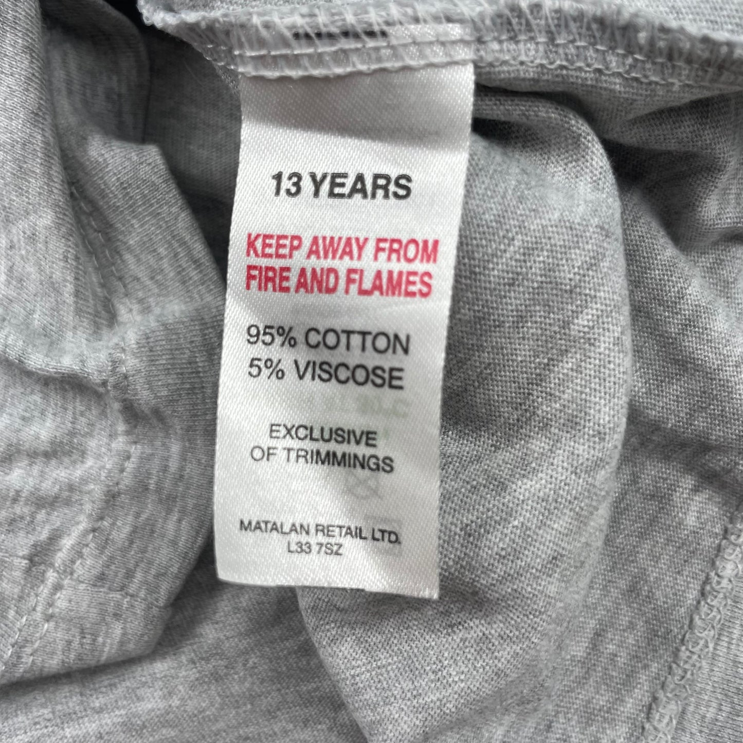 Graues T-Shirt mit Dinosaurier-Skelett und Pizzamotiv, Größe 13 Jahre – label
