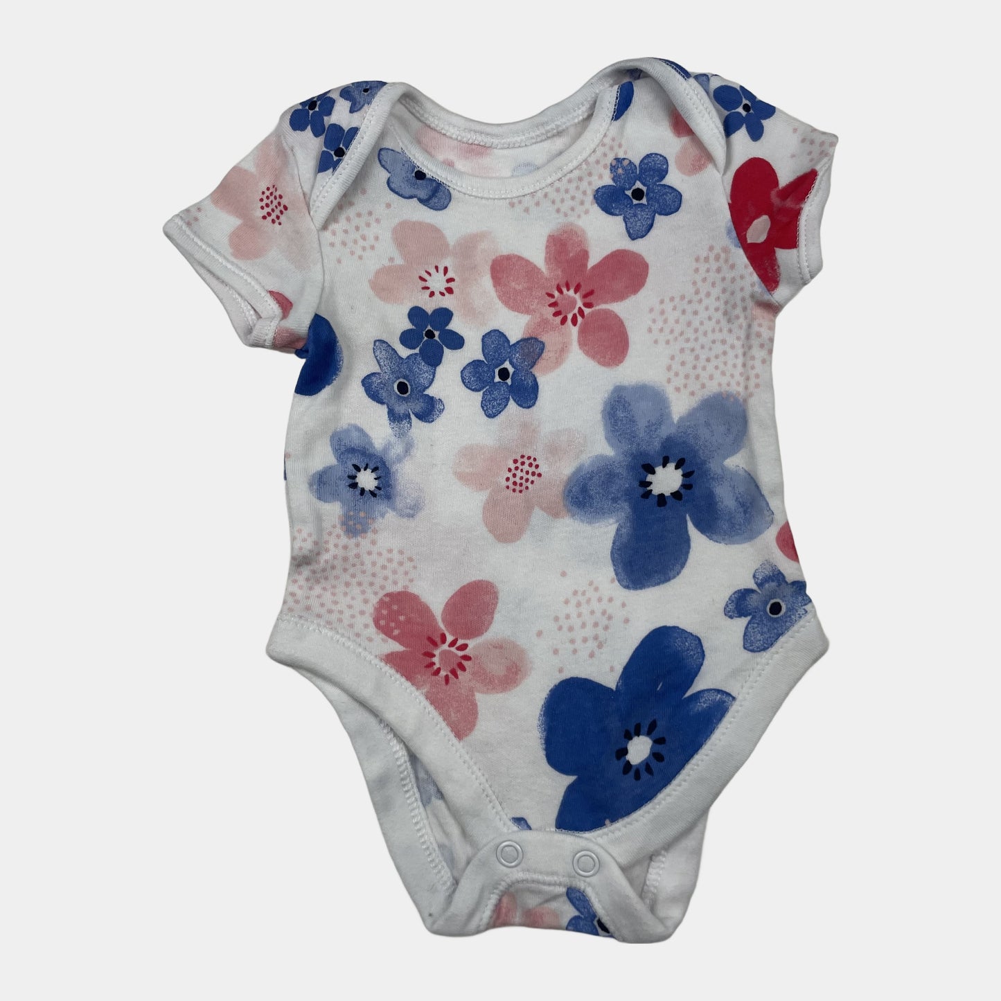Mehrfarbiger Body mit Blumenmuster, kurze Ärmel – front