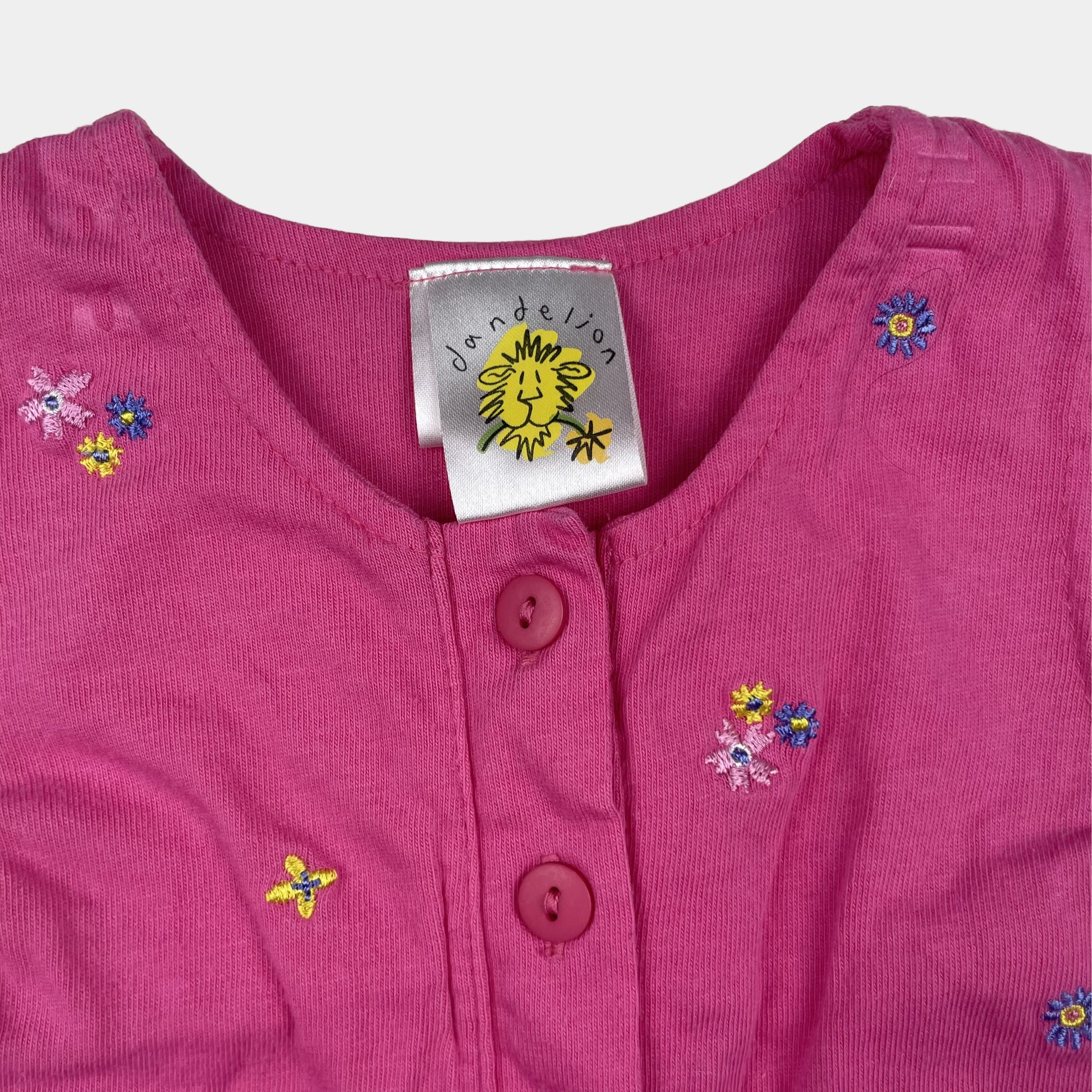 Rosa Baumwoll-Overall mit Blumenstickerei für Babys – label