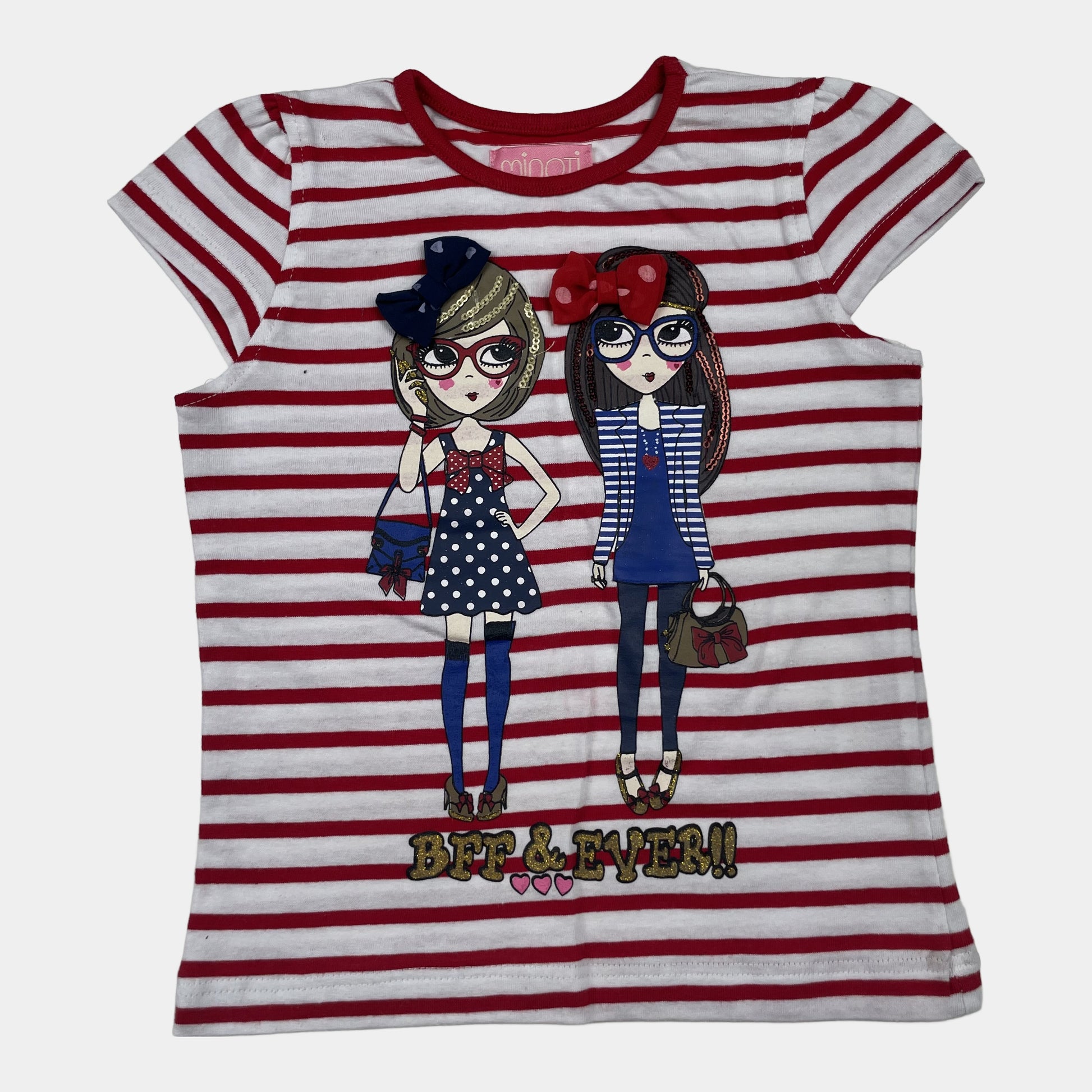 Gestreiftes Mädchen T-Shirt mit BFF-Motiv – front