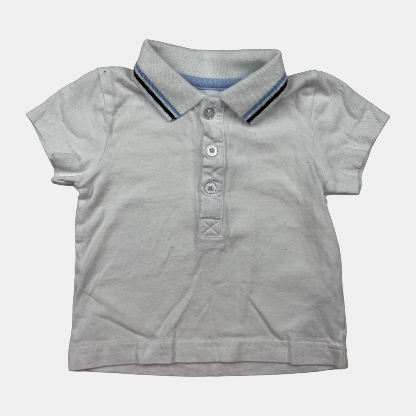 Weißes Baumwoll-Polo-Shirt für Jungen 3-6 Monate – front
