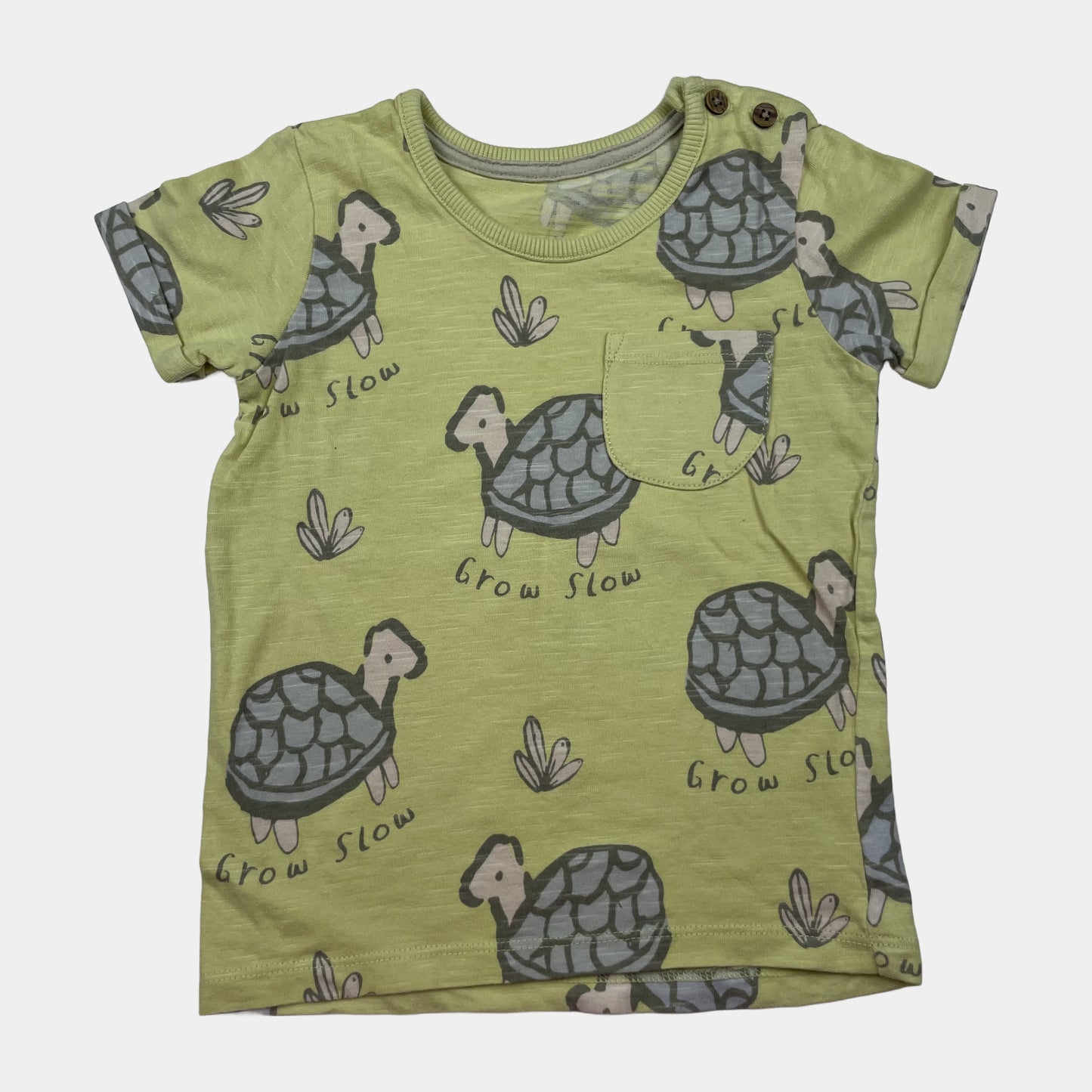 Gelbes T-Shirt mit Schildkrötenmuster für Kleinkinder – front