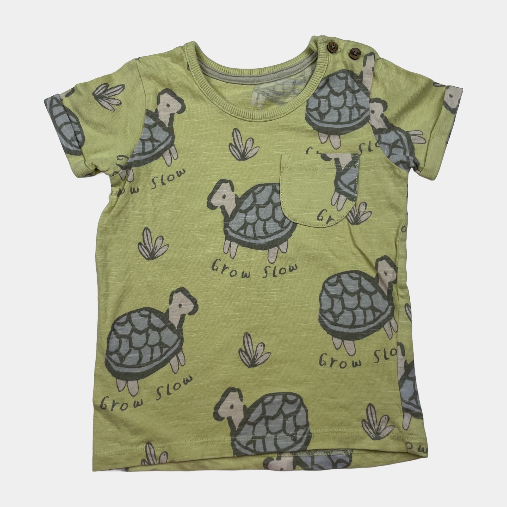 Gelbes T-Shirt mit Schildkrötenmuster für Kleinkinder – front