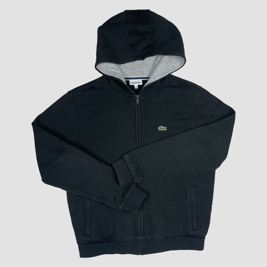 Schwarze Lacoste Sport Sweatjacke mit Kapuze und Reißverschluss, Größe 164 – front