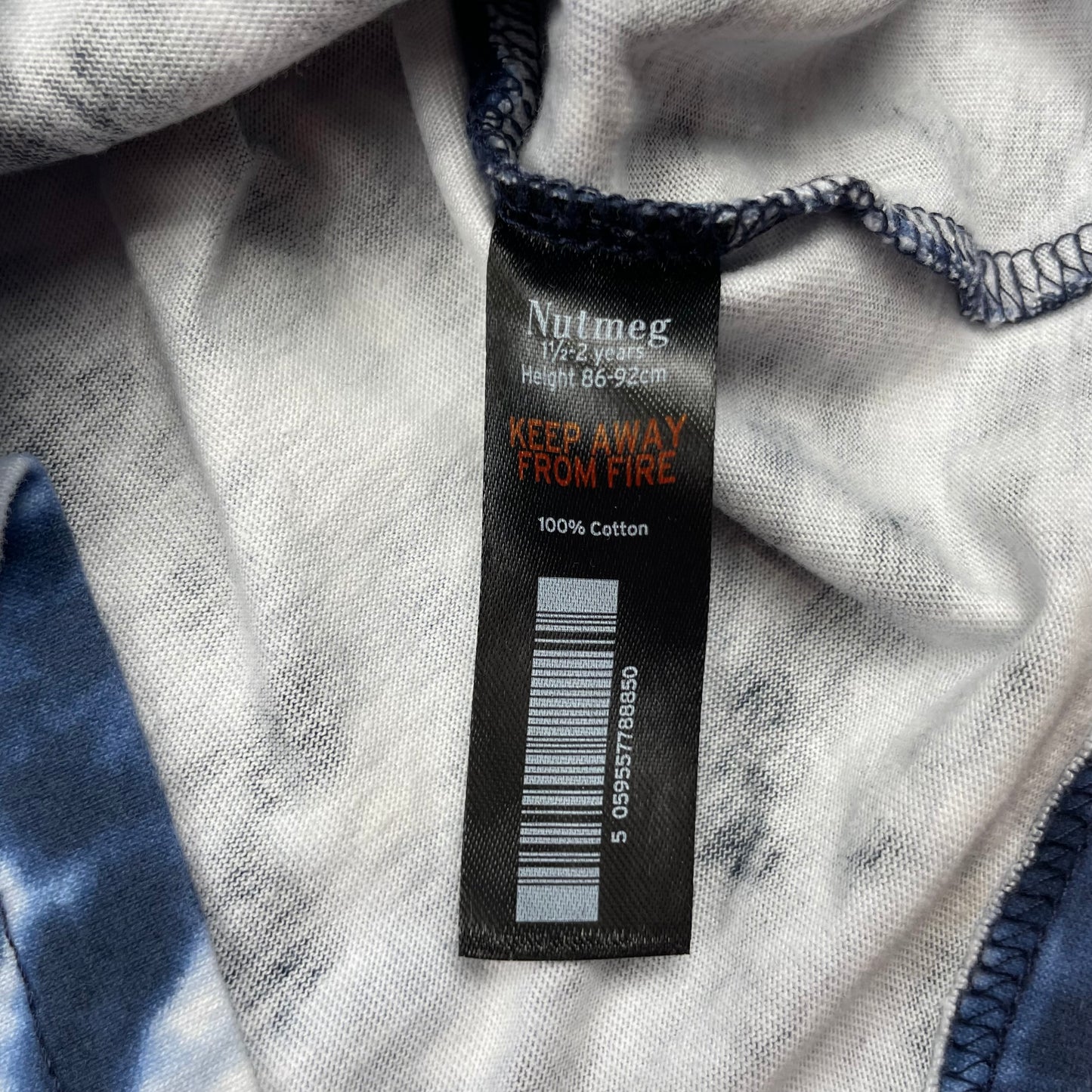 Blaues Tie-Dye T-Shirt für Kinder, Größe 1 1/2-2 Jahre, von Nutmeg – label