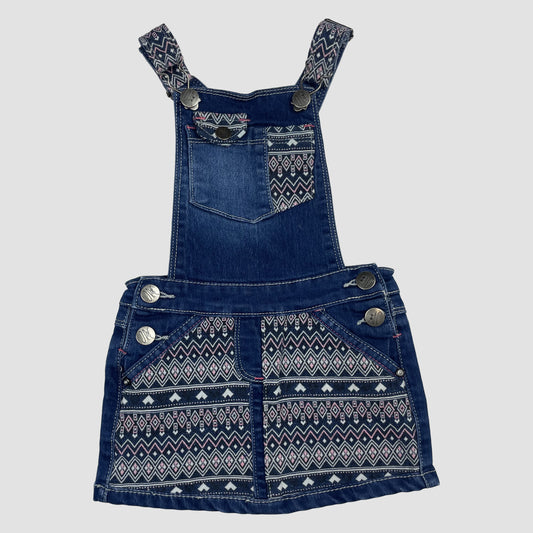 Orchestra Denim Latzkleid mit gemusterten Einsätzen, Größe 92 (2 Jahre) – front