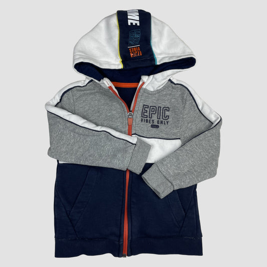 George Kapuzen-Sweatjacke blau/grau mit Reißverschluss und Print, Größe 2–3 Jahre – front