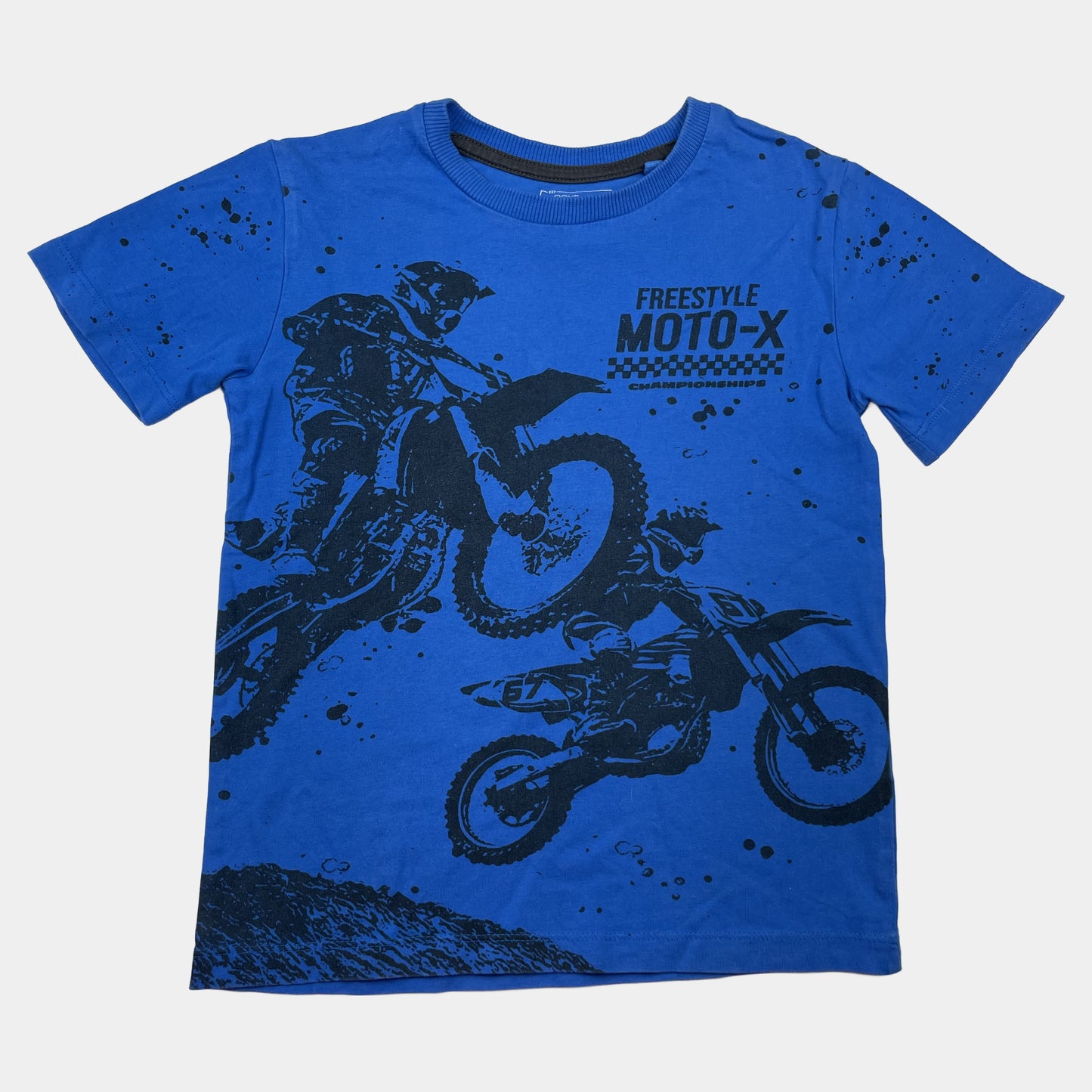 Blaues T-Shirt mit Freestyle Moto-X Design von Next für Jungen – front