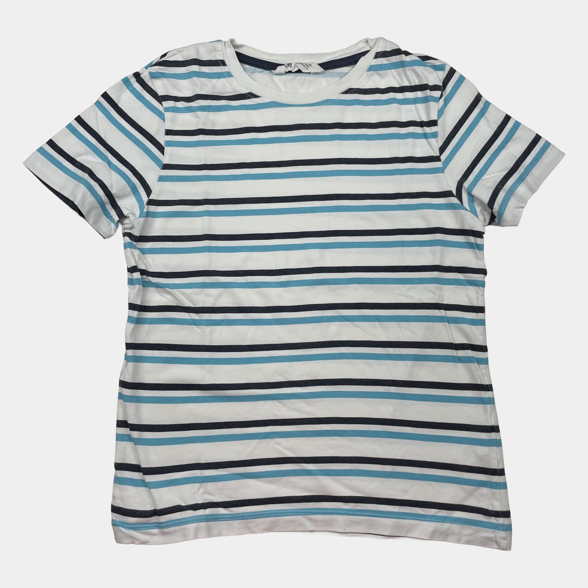 Gestreiftes T-Shirt in Weiß und Blau, Größe 134/140, H&M – front