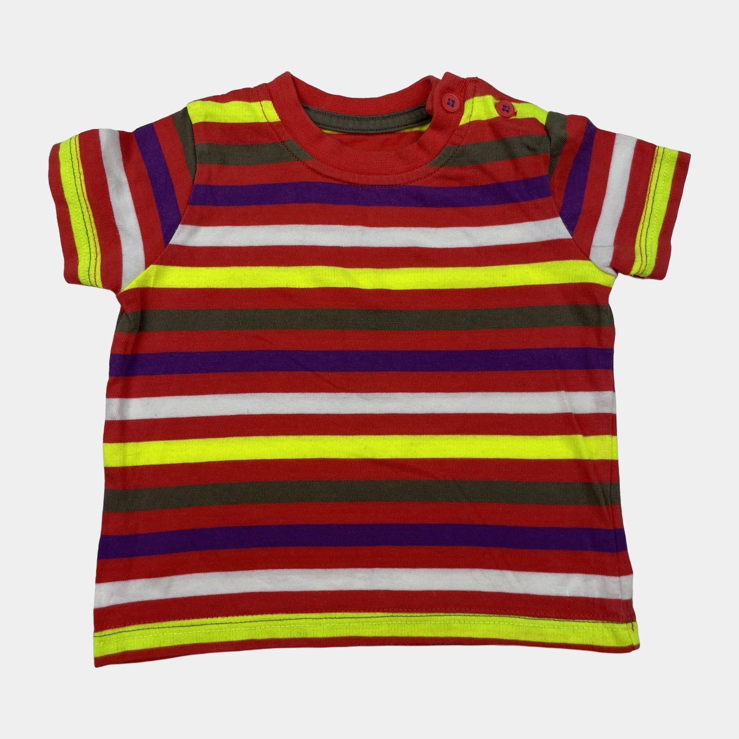 Buntes gestreiftes T-Shirt für Babys, Größe 3–6 Monate – front