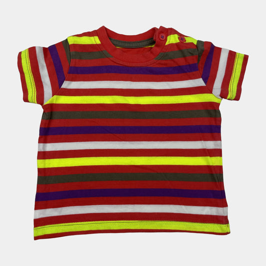 Buntes gestreiftes T-Shirt für Babys, Größe 3–6 Monate – front