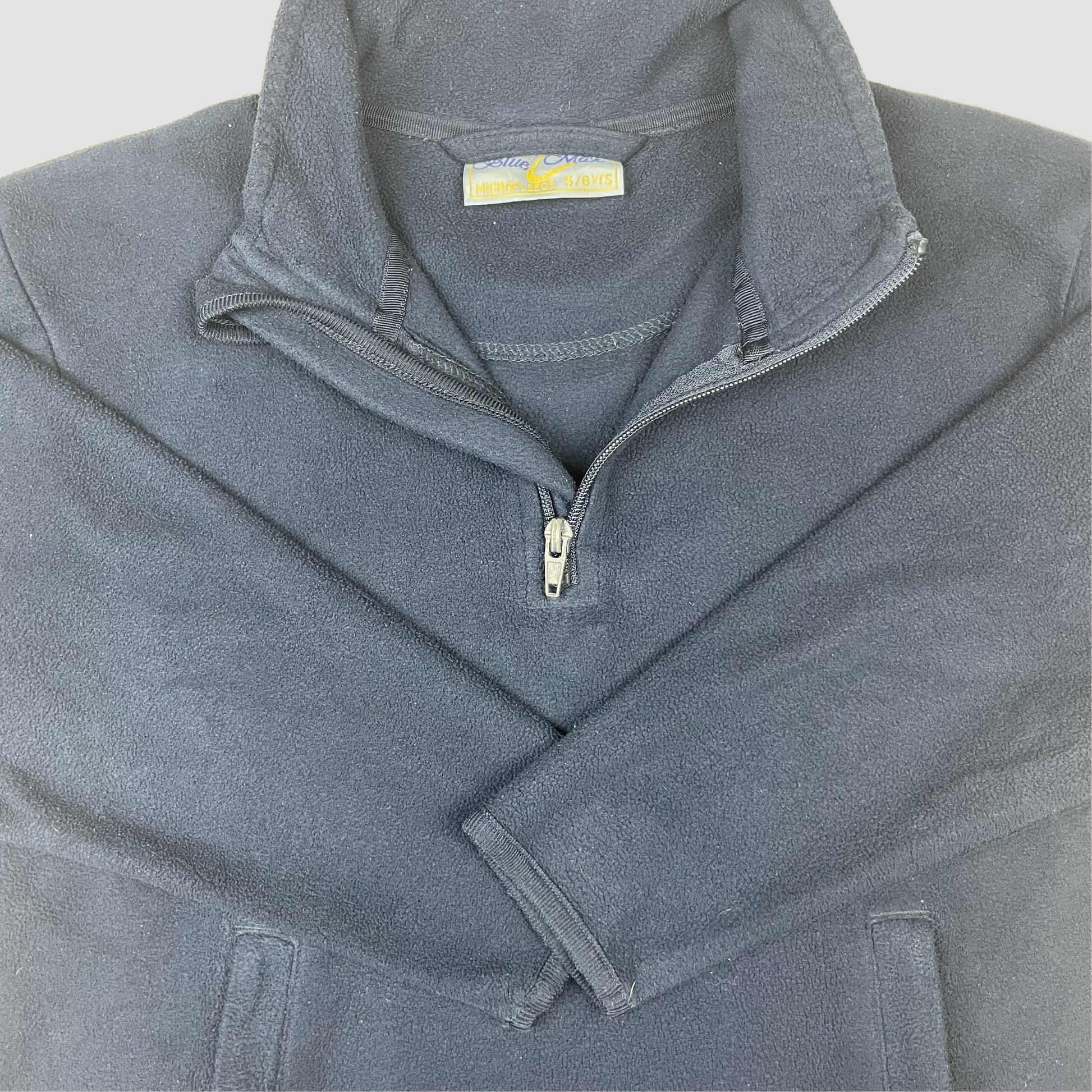 Dunkelblauer Mikrofleece-Halbzip-Pullover von Blue Max, Größe 5–6 Jahre – pocket