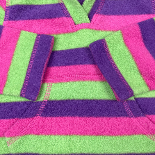 Gestreifter Fleece-Pullover mit Kapuze in Pink, Grün und Lila von George, Größe 1–1½ Jahre – detail