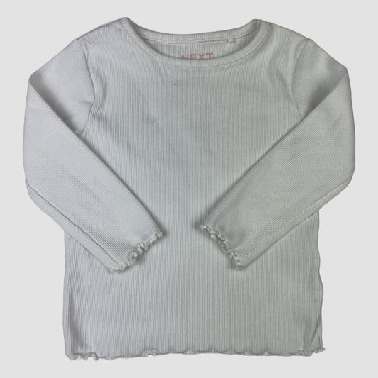 Weißes Ripp-Langarmshirt von Next für Babys, Größe 80 – front