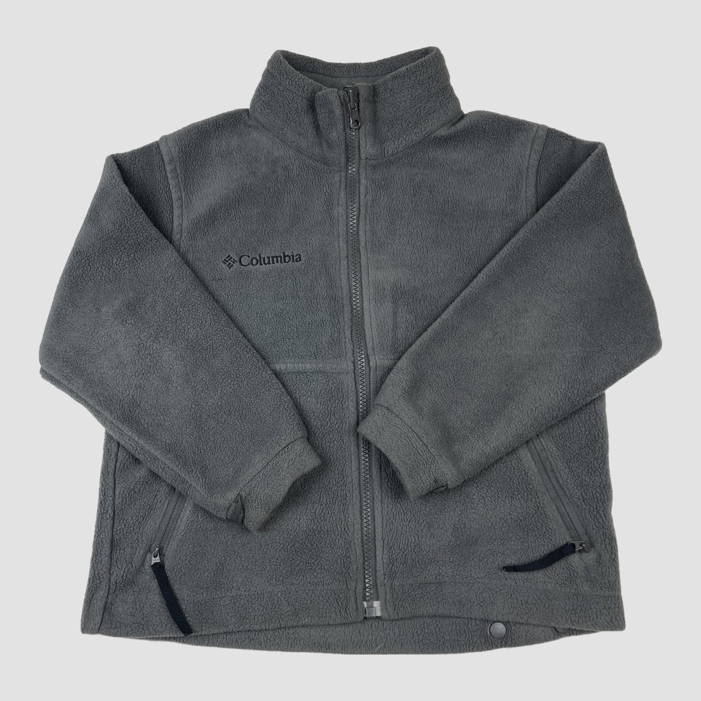Graue Columbia Fleecejacke Youth 6/7 mit Reißverschluss und Stehkragen – front