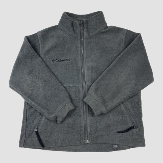 Graue Columbia Fleecejacke Youth 6/7 mit Reißverschluss und Stehkragen – front
