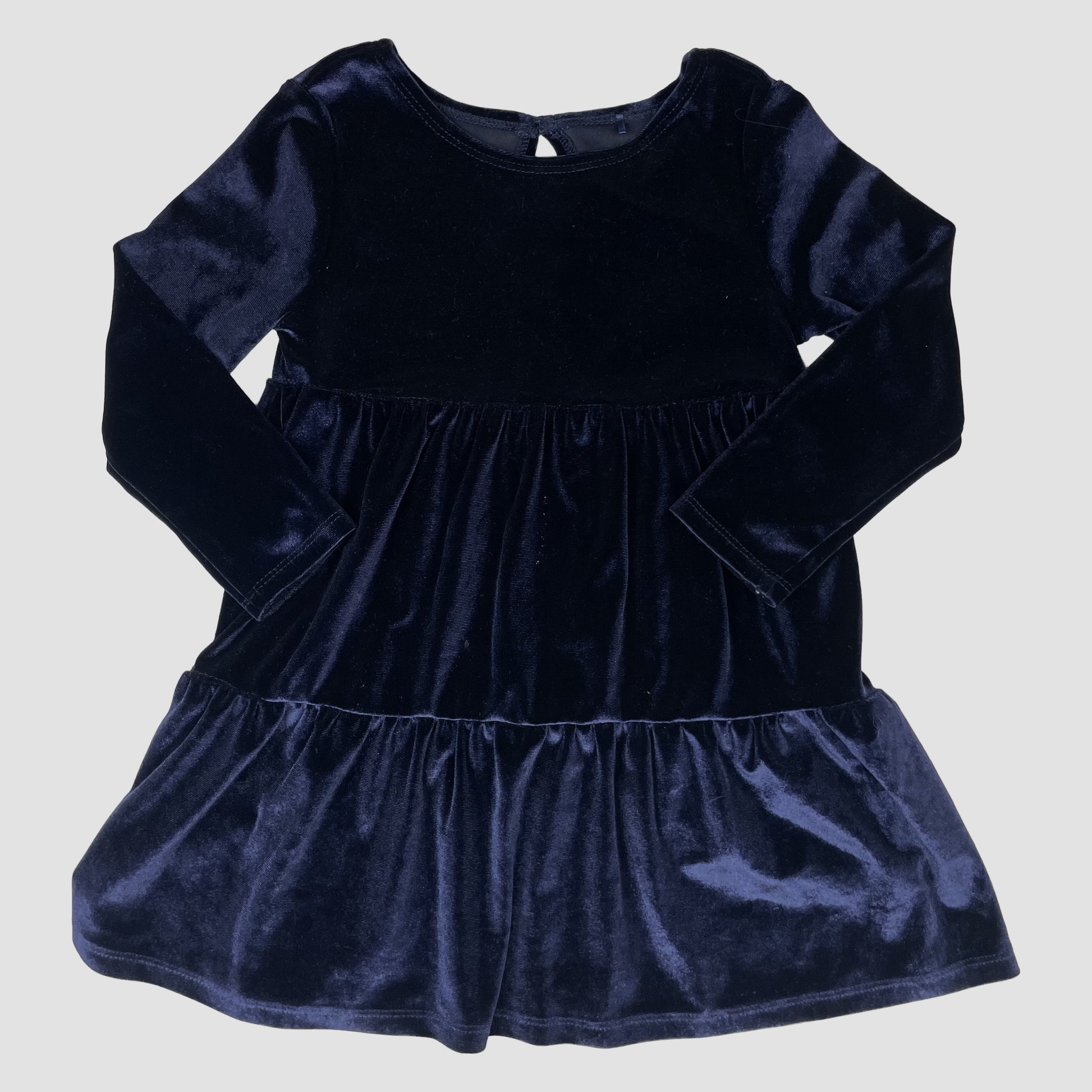Navyblaues Samtkleid von George, langarm, Größe 2–3 Jahre – front