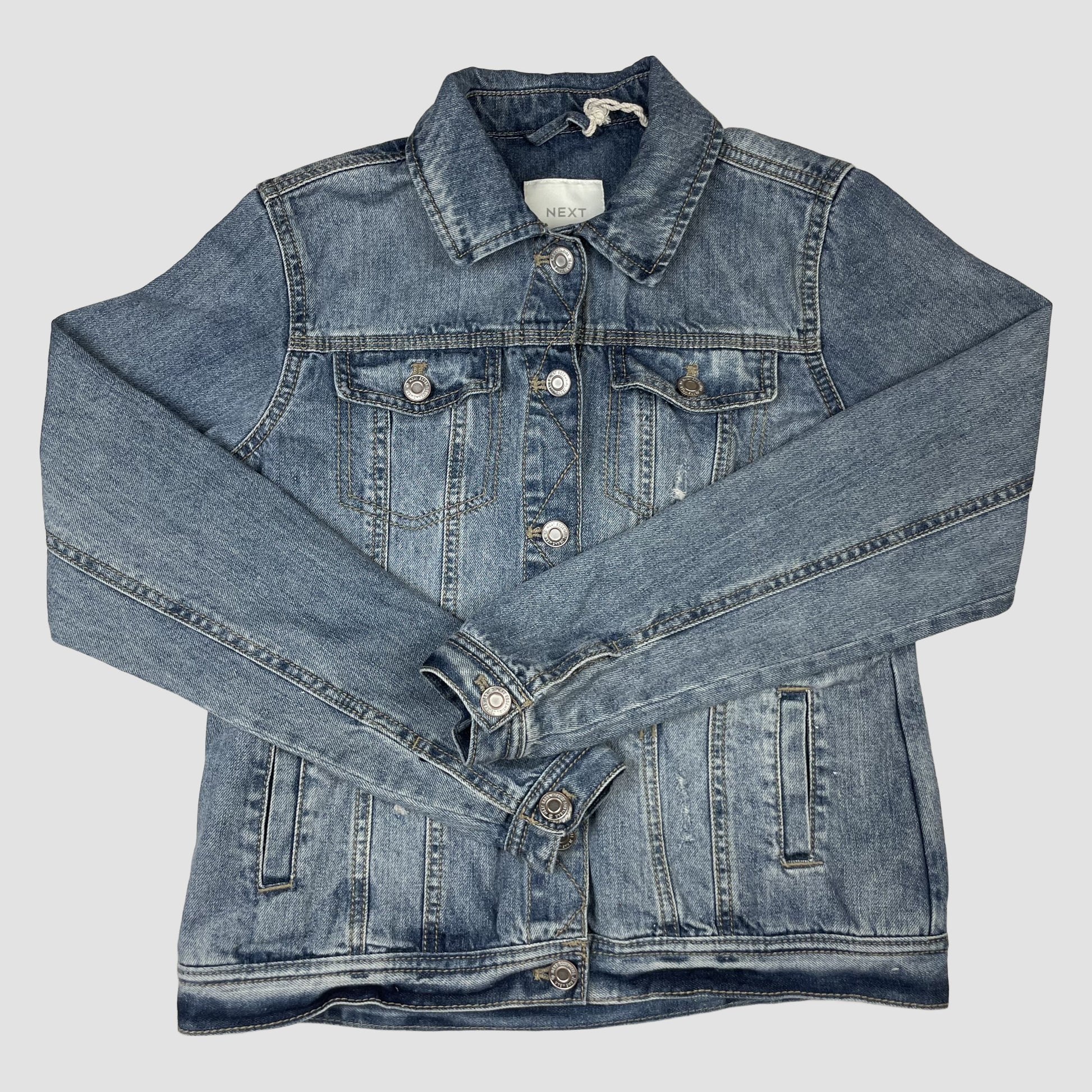 Blaue Jeansjacke von Next, Größe 13 Jahre/158 – front