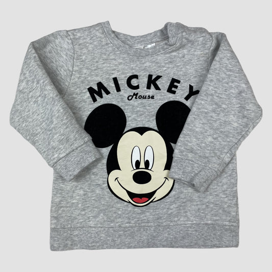 Graues H&M Kinder-Sweatshirt mit Mickey-Mouse-Print, Größe 92 – front