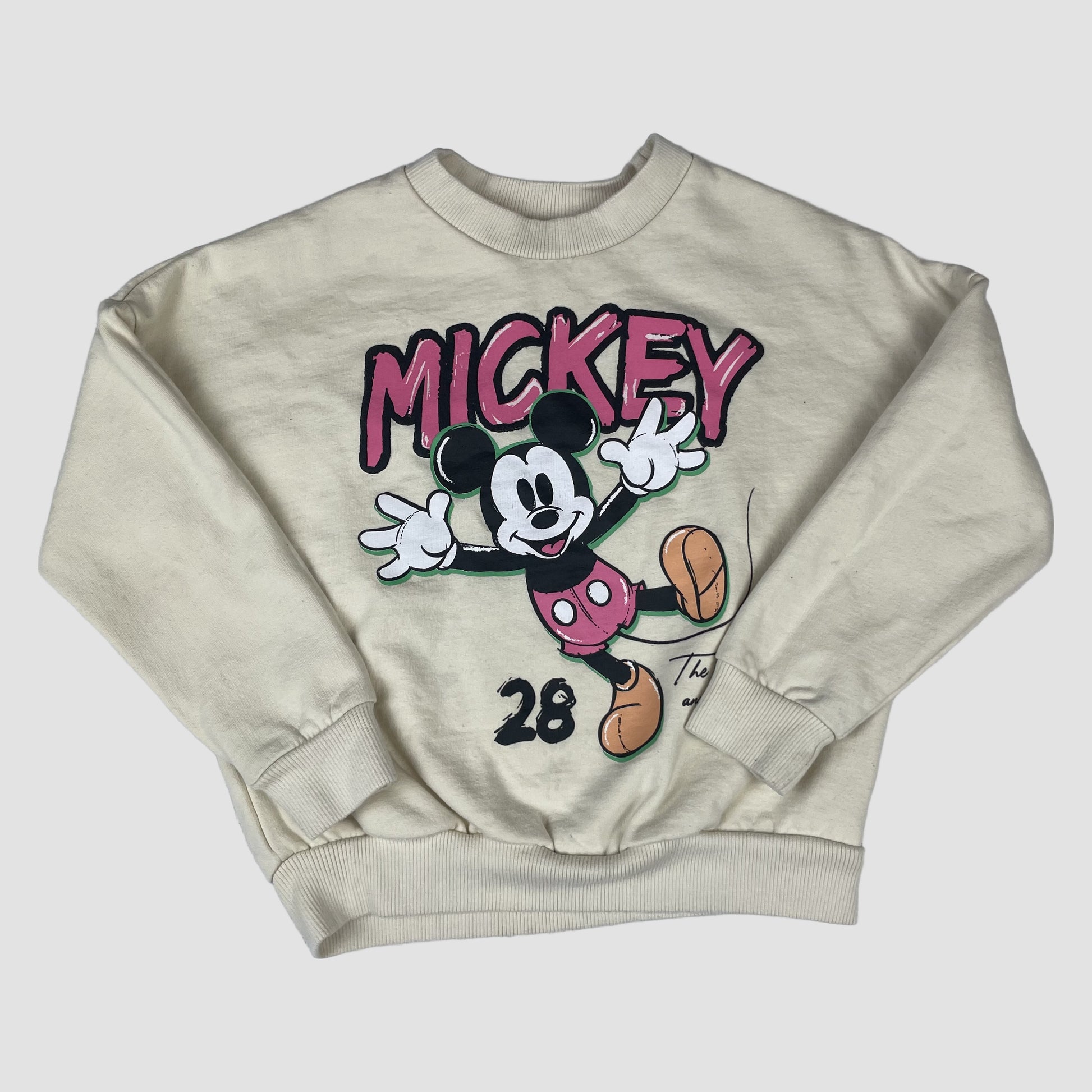 Beiges Kinder-Sweatshirt mit Mickey-Maus-Print, Größe 116–122 von Pep&Co – front