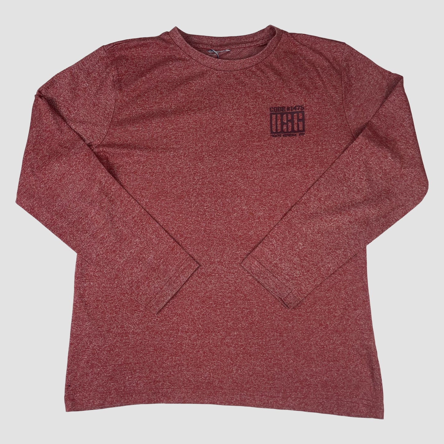 Rotes Yigga Langarmshirt, Größe 146/152, meliert mit Brustprint – front