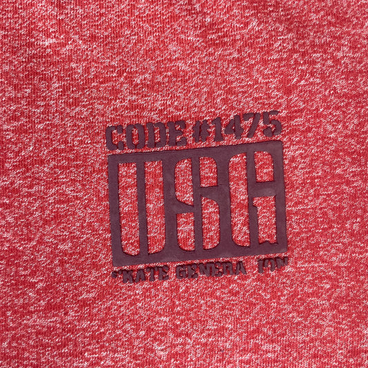 Rotes Yigga Langarmshirt, Größe 146/152, meliert mit Brustprint – detail