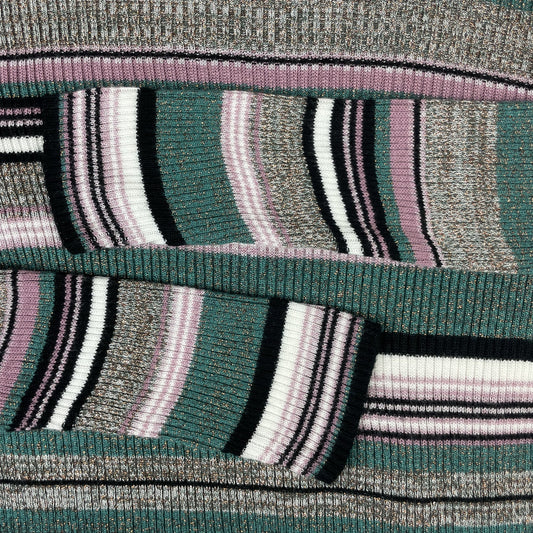 Gestreifter Rollkragen-Pullover von Next in Grün, Lila und Grau aus Rippstrick – detail