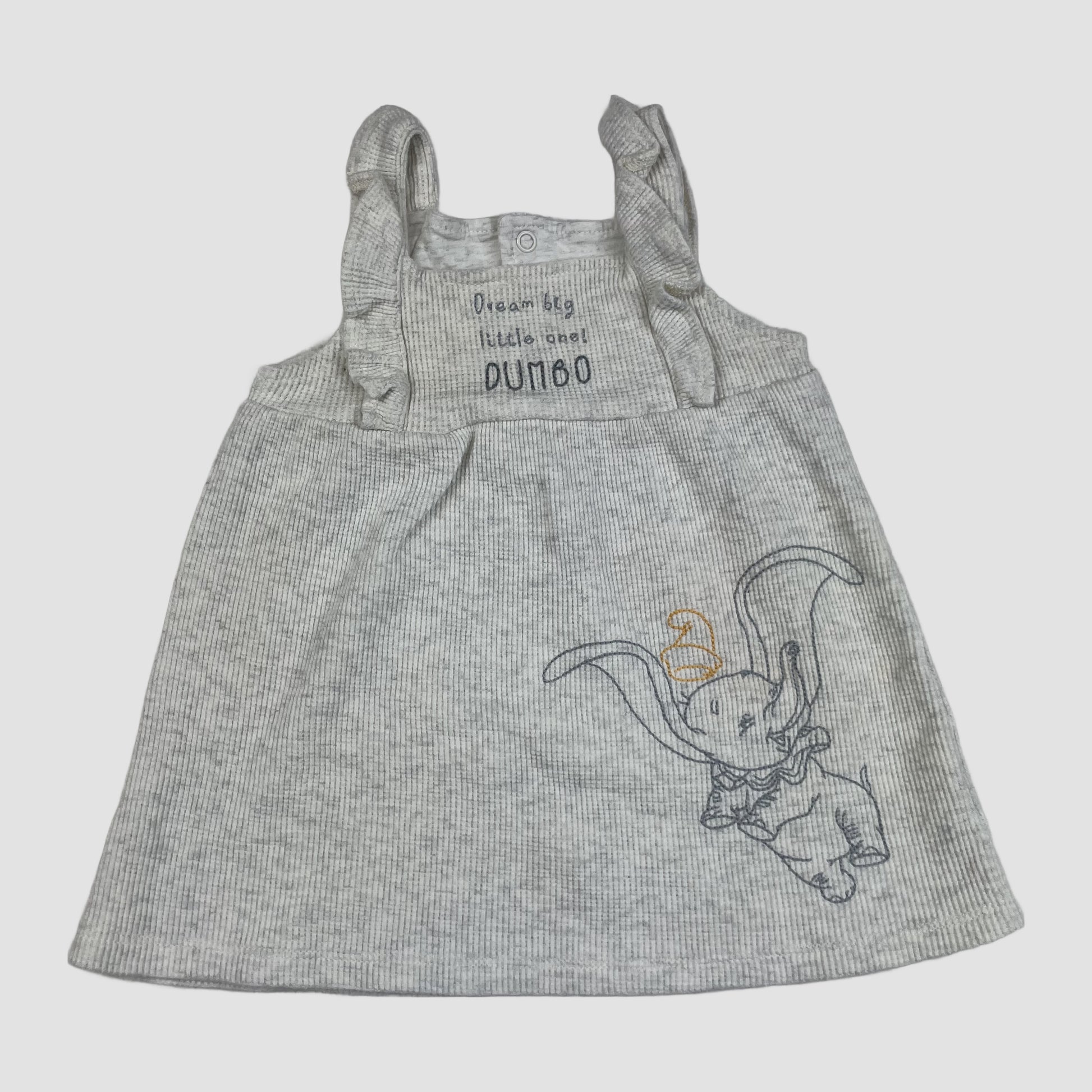 Graues Disney Baby x Tu Trägerkleid mit Dumbo-Motiv, Größe 6–9 Monate – front